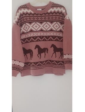 NWT Miel Boutique New Me "Ride with me" Horse Pattern Sweater,sz.S